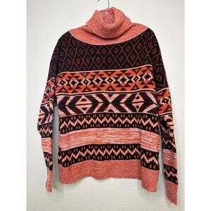 Wrangler Retro Southwestern Aztec Knit Cowl Neck Sweater Small